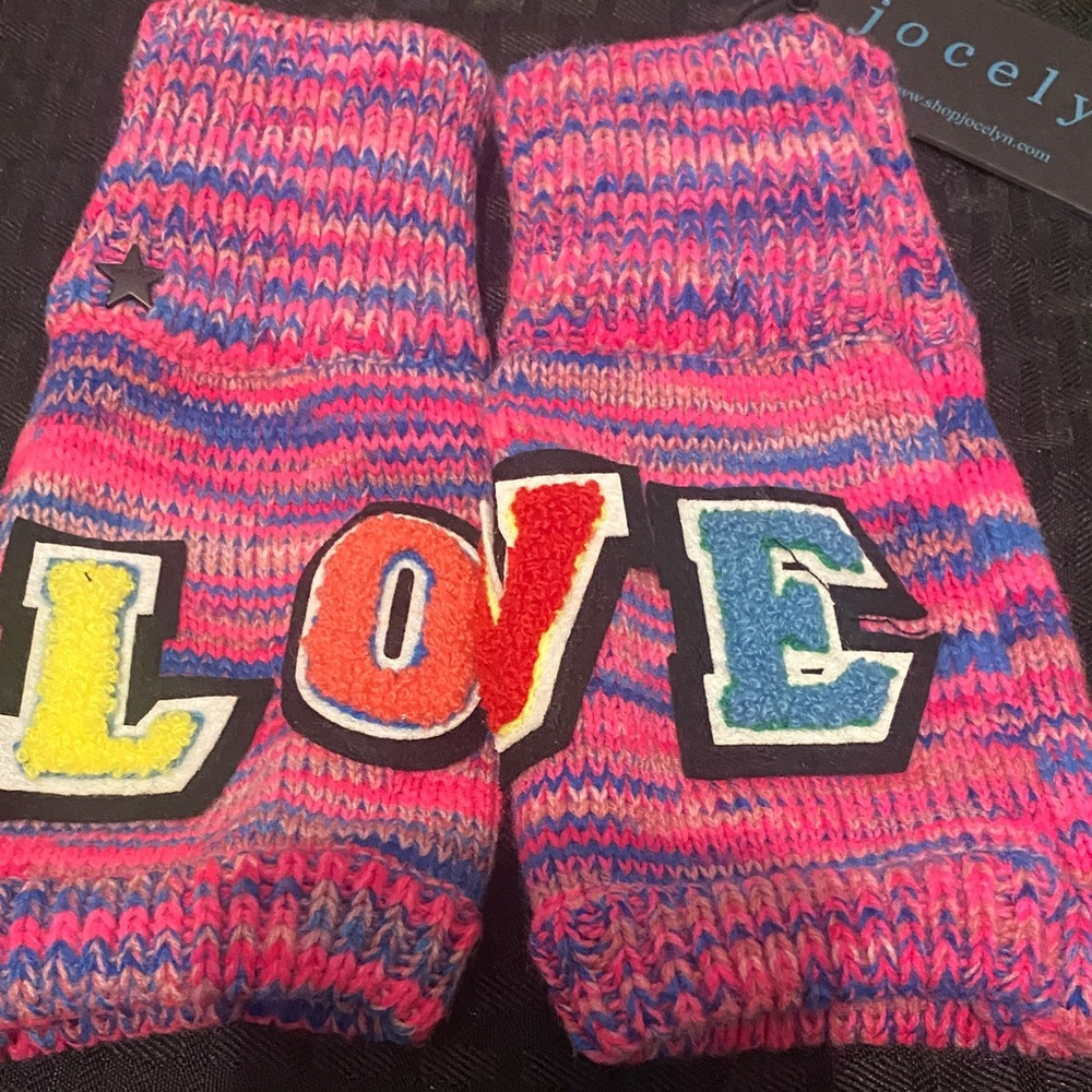 Jocelyn Colorful Knit LOVE mittens nwt